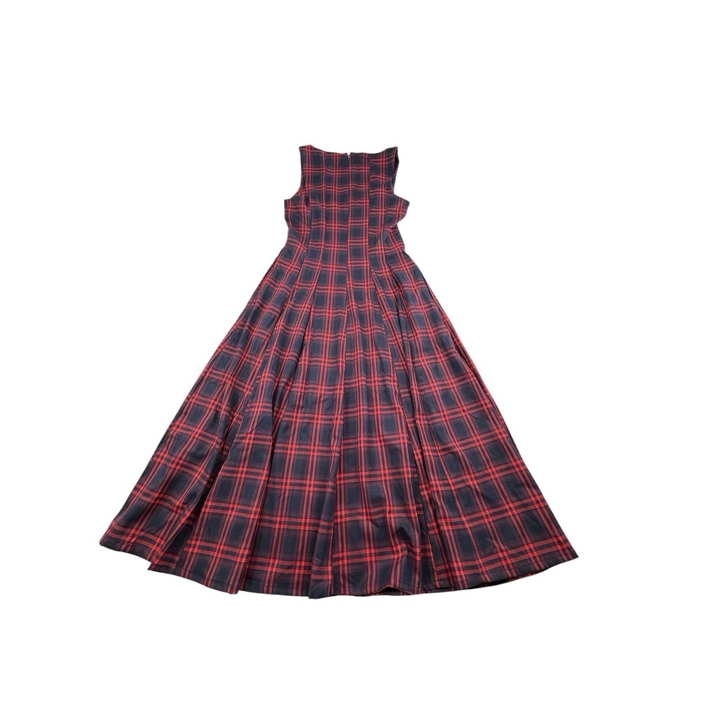Avec Les Filles Red Black Plaid Sleeveless Midi Dress Women's Size 8 NWOT - Picture 2 of 7